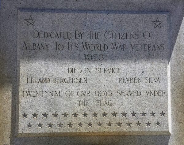 ALBANY WORLD WAR I MEMORIAL DEDICATION STONE