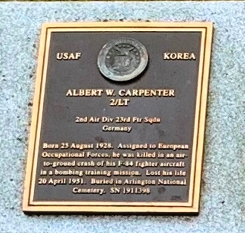 ALBERT W. CARPENTER WAR MEMORIAL PLAQUE