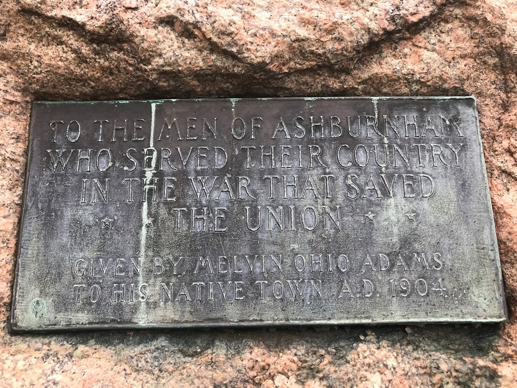 ASHBURNHAM WAR THAT SAVED THE UNION MEMORIAL PLAQUE