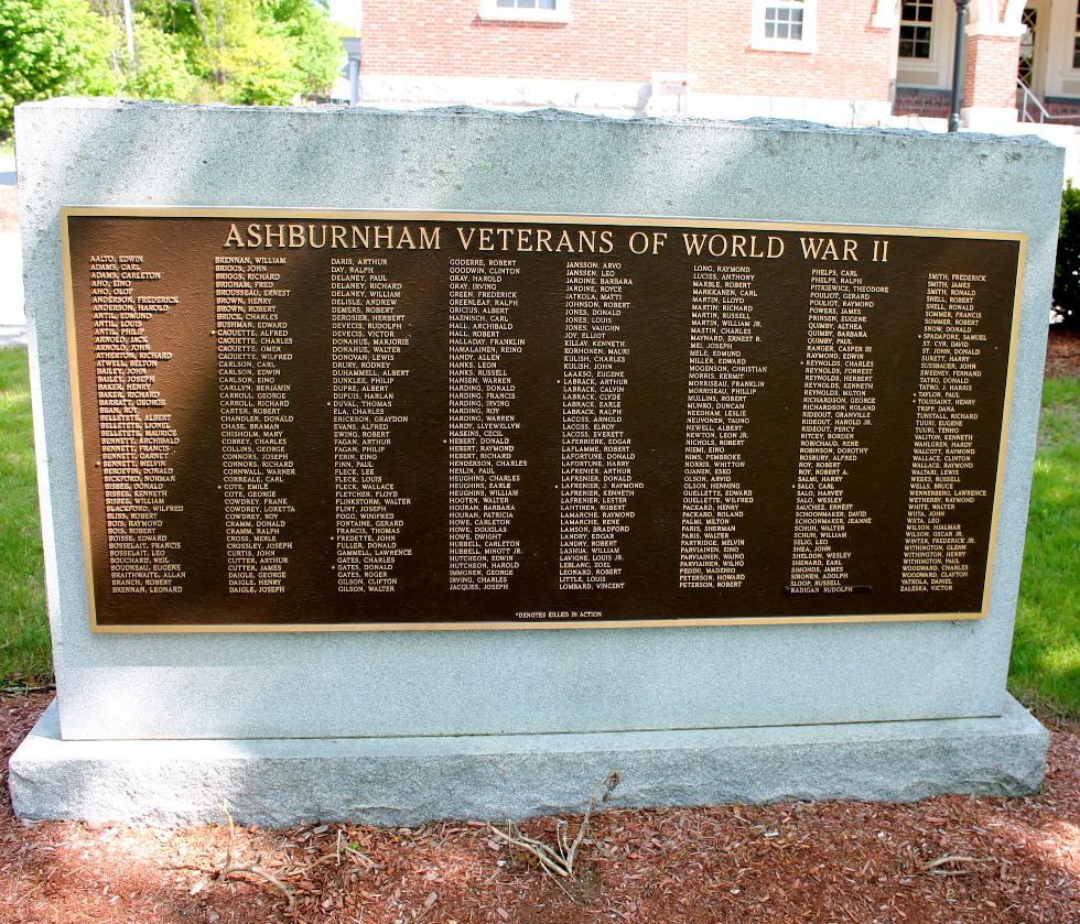 ASHBURNHAM WAR VETERANS MEMORIAL STONE A