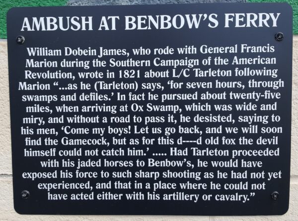 AMBUSH AT BENBOW’S FERRY MEMORIAL MURAL PLAQUE