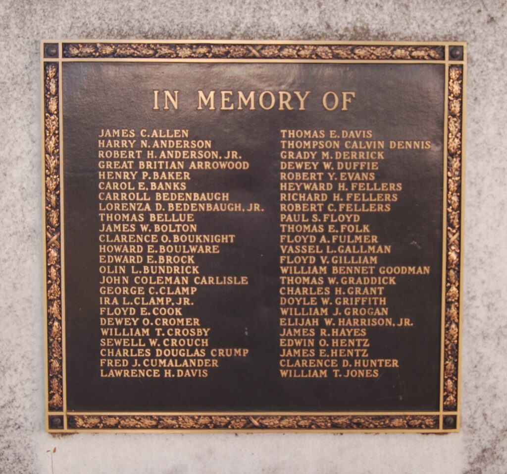 NEWBERRY COUNTY WORLD WAR II MEMORIAL PLAQUE A