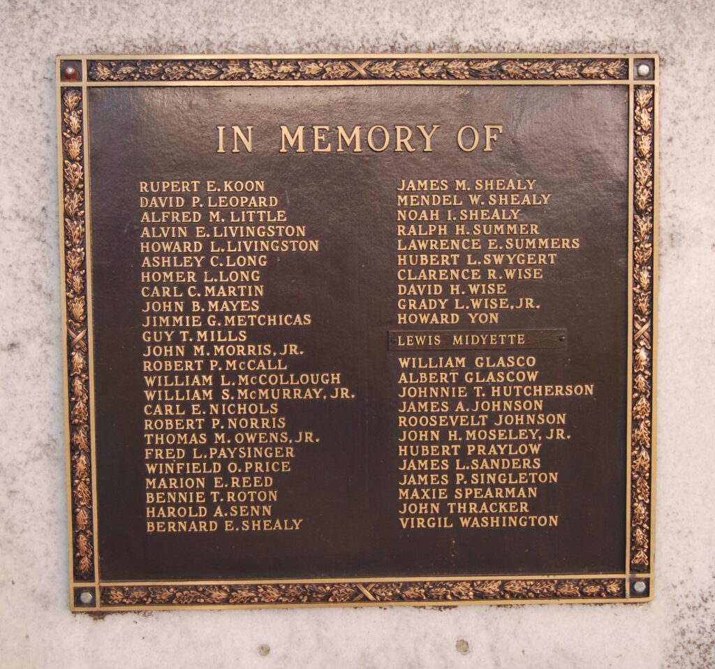 NEWBERRY COUNTY WORLD WAR II MEMORIAL PLAQUE B