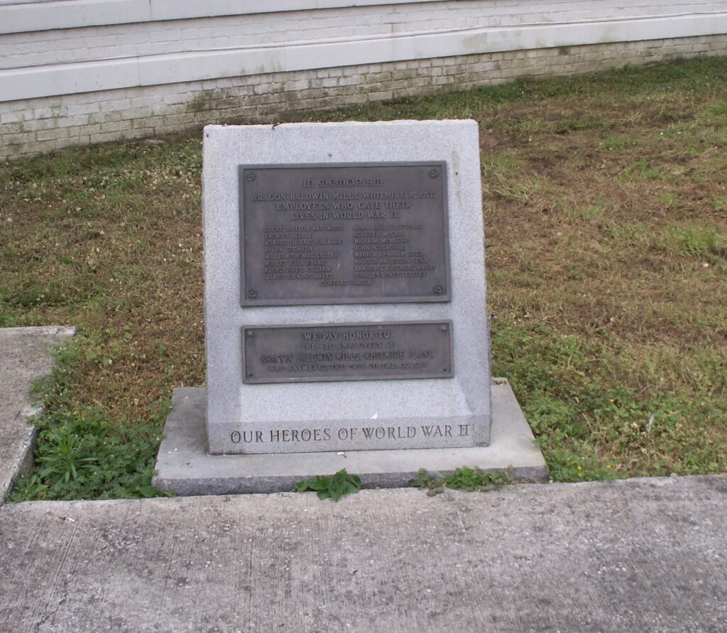ARAGON BALDWIN MILLS, WHITMIRE PLANT WORLD WAR II EMPLOYEES MEMORIAL