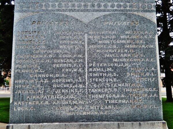 CO. H. 1ST REG. SOUTH DAKOTA VOL WAR MEMORIAL SIDE D