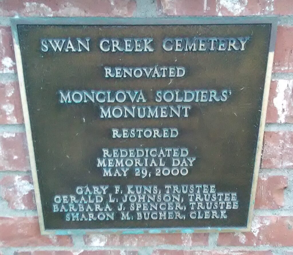 MONCLOVA SOLDIERS’ MONUMENT PLAQUE
