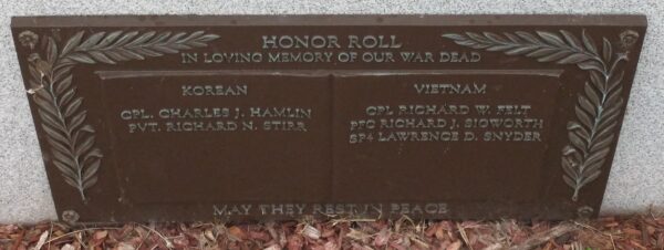 MAUMEE KOREAN AND VIETNAM HONOR ROLL MEMORIAL PLAQUE