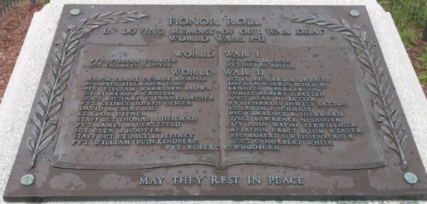 MAUMEE WORLD WARS I-II HONOR ROLL MEMORIAL PLAQUE