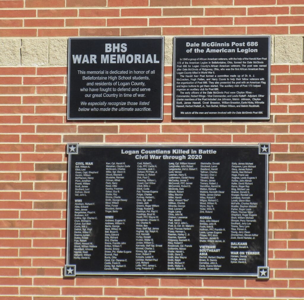 BELLEFONTAINE HIGH SCHOOL WAR MEMORIAL