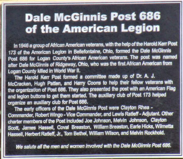 BELLEFONTAINE HIGH SCHOOL WAR MEMORIAL PLAQUE B