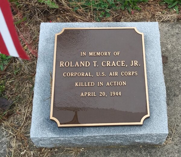 RONALD T. CRACE JR. WAR MEMORIAL PLAQUE