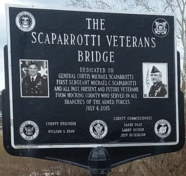 THE SCAPARROTTI VETERANS BRIDGE MEMORIAL PLAQUE