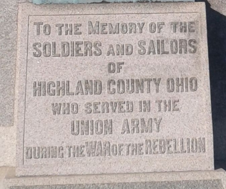 SOLDIERS AND SAILORS OF HIGHLAND  COUNTY OHIO UNION ARMY MEMORIAL DEDICATION STONE