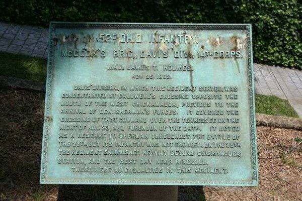 52D OHIO INFANTRY MEMORIAL PLAQUE