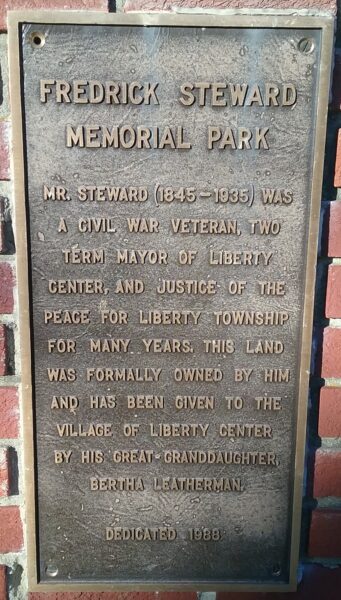 FREDERICK STEWARD MEMORIAL PARK PLAQUE