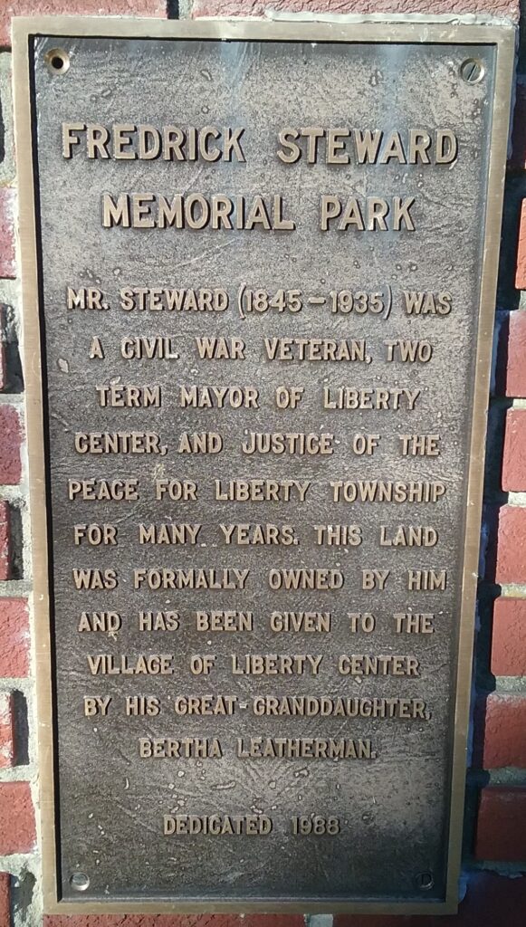 FREDERICK STEWARD MEMORIAL PARK PLAQUE