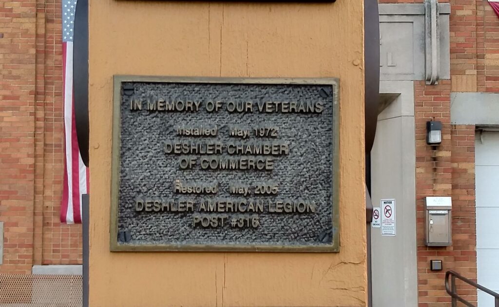 DESHLER VETERANS MEMORIAL PLAQUE