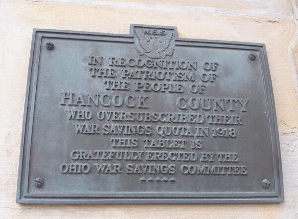 HANCOCK COUNTY WAR SAVINGS QUOTA MEMORIAL PLAQUE
