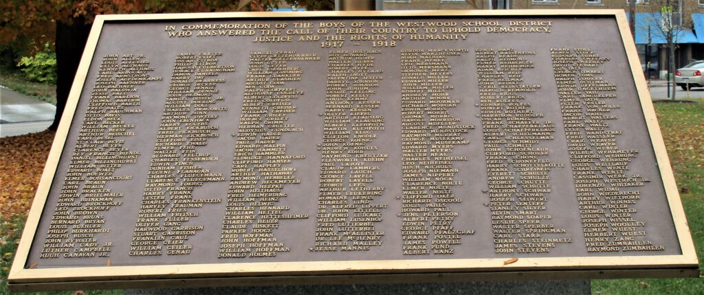 WESTWOOD AREA WORLD WAR II MEMORIAL PLAQUE C