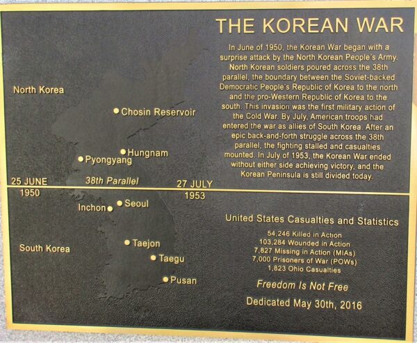 SILVERTON KOREAN WAR MEMORIAL PLAQUE