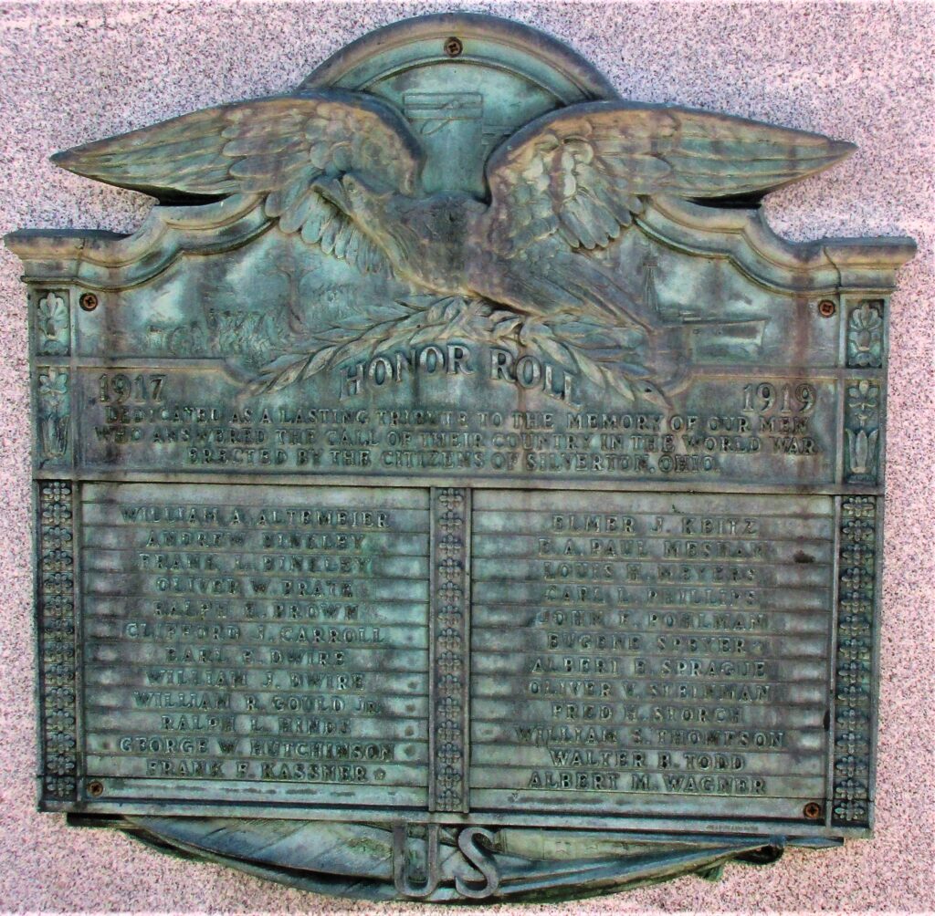 SILVERTON HONOR ROLL WAR  MEMORIAL PLAQUE