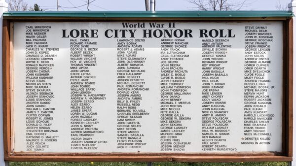 LORE CITY HONOR ROLL WAR MEMORIAL PLAQUE