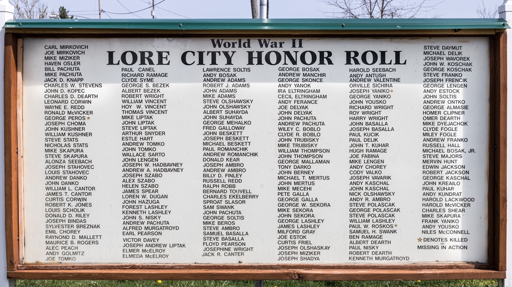 LORE CITY HONOR ROLL WAR MEMORIAL PLAQUE