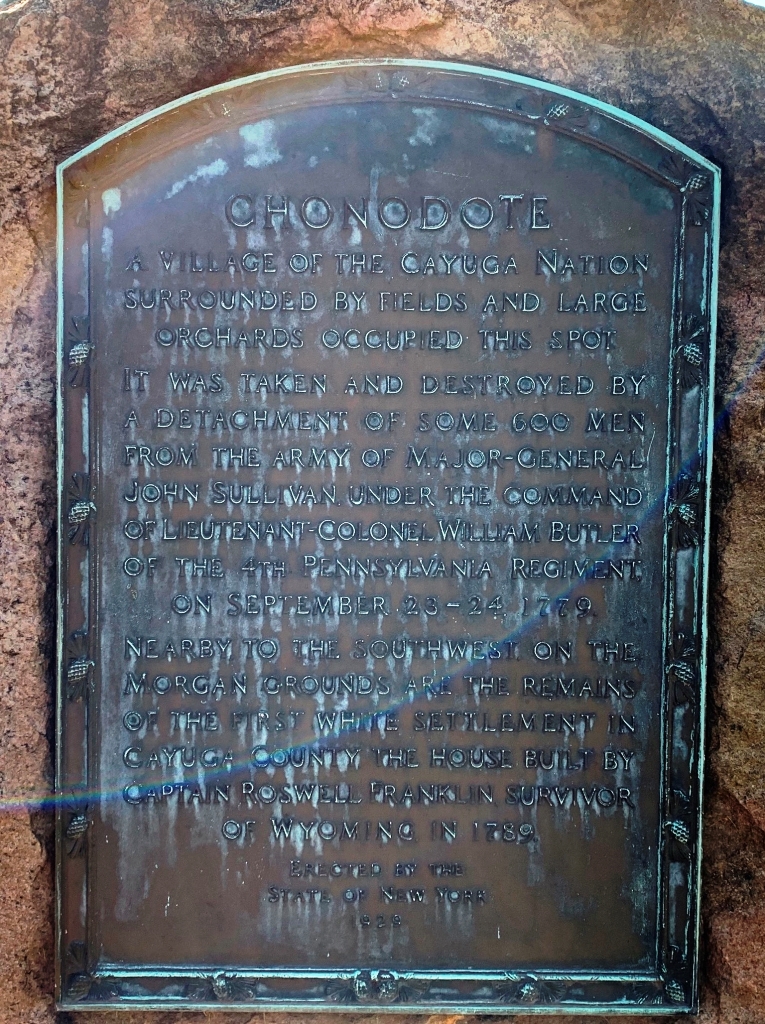 AURORA ROUTES OF THE ARMIES OF GENERAL JOHN SULLIVAN AND GENERAL JAMES CLINTON MEMORIAL BACK