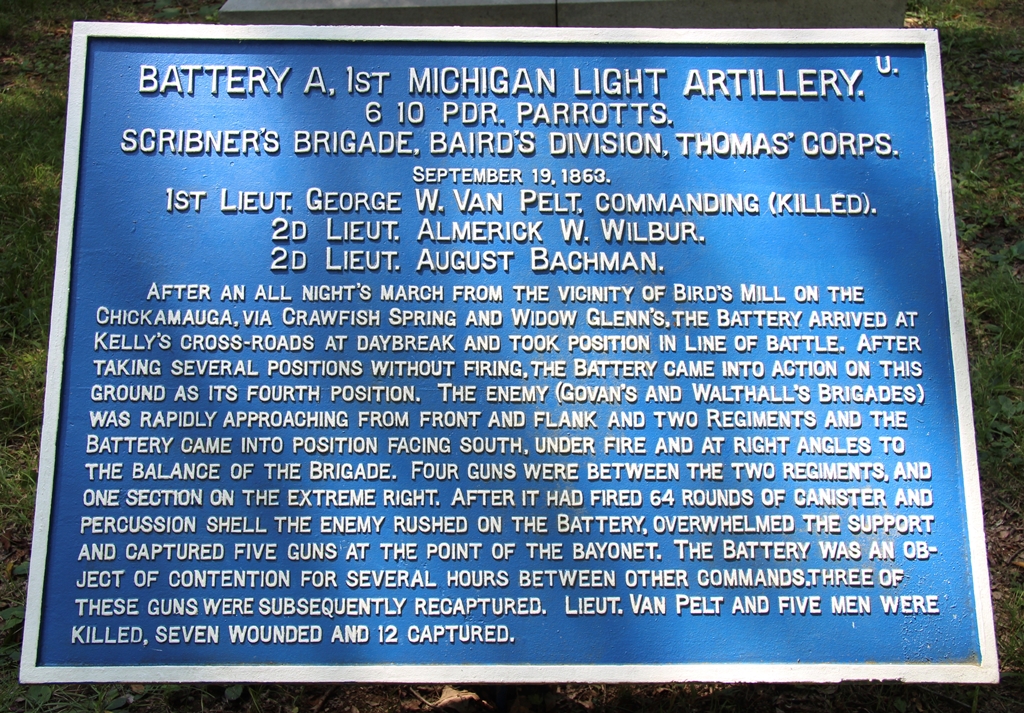 BATTERY A, 1ST MICHIGAN LIGHT ARTILLERY WAR MEMORIAL PLAQUE
