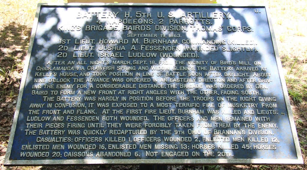 BATTERY H, 5TH U.S. ARTILLERY WAR MEMORIAL PLAQUE
