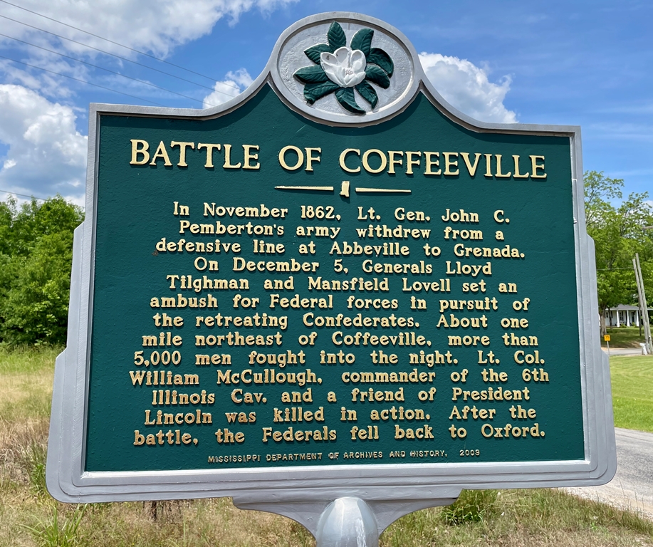BATTLE OF COFFEEVILLE WAR MEMORIAL MARKER