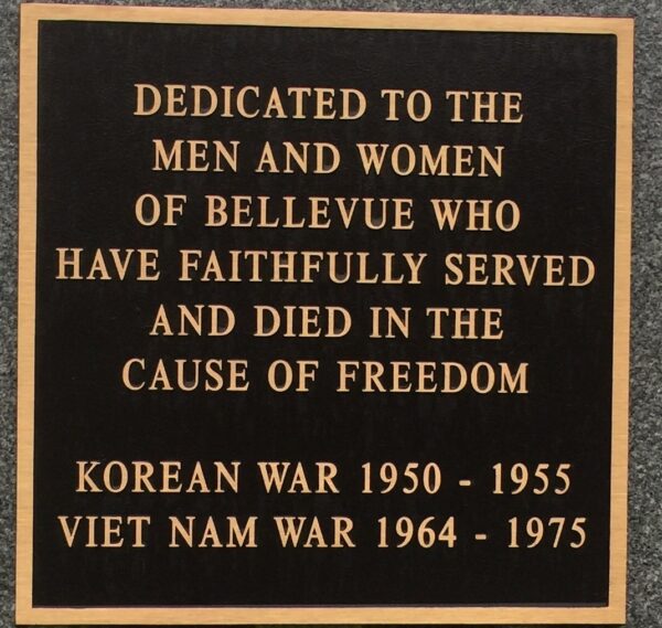BELLEVUE 10TH WARD WAR MEMORIAL PLAQUE D