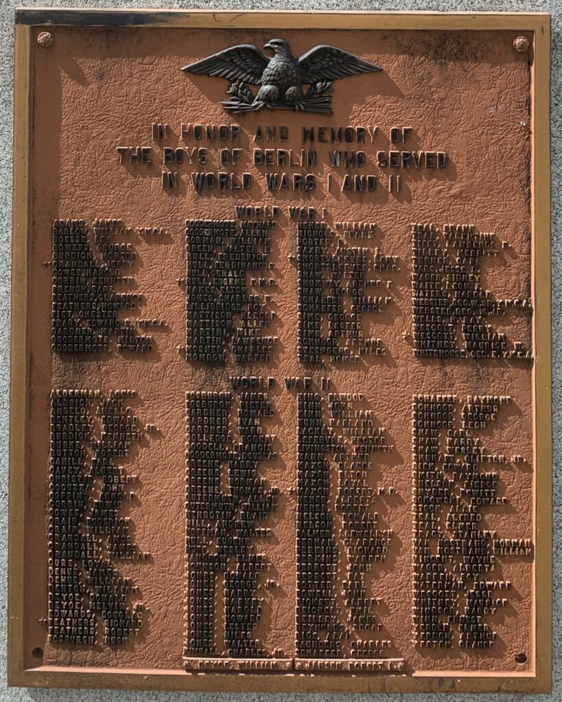 BERLIN, NEW YORK WAR MEMORIAL PLAQUE