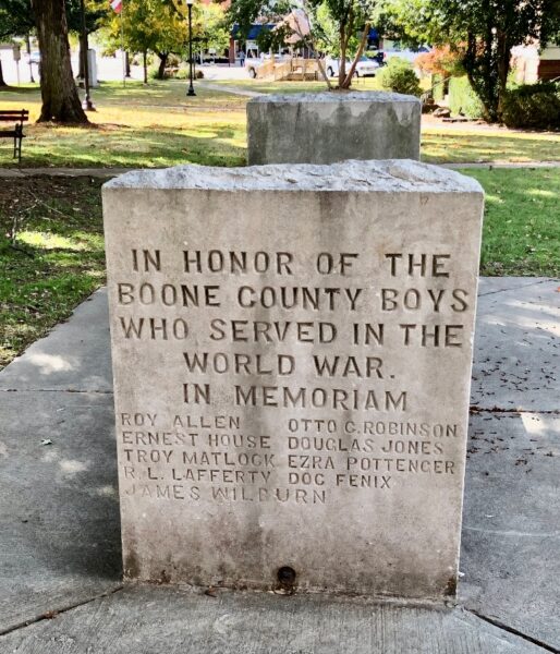 BOONE COUNTY WORLD WAR MEMORIAL DEDICATION STONE