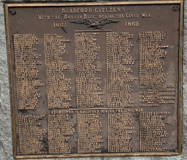 BRADFORD CIVIL WAR MEMORIAL PLAQUE B