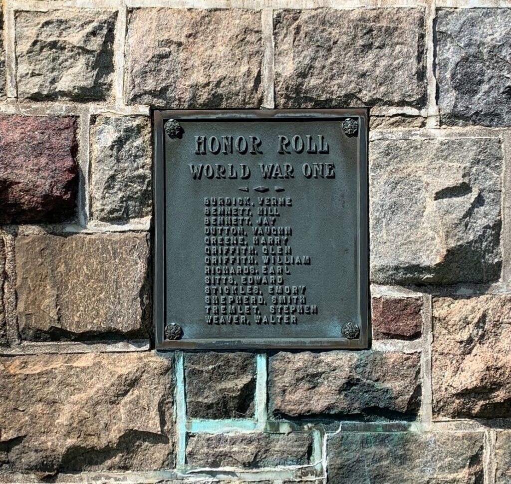 BURLINGTON FLATS WORLD WAR ONE MEMORIAL PLAQUE