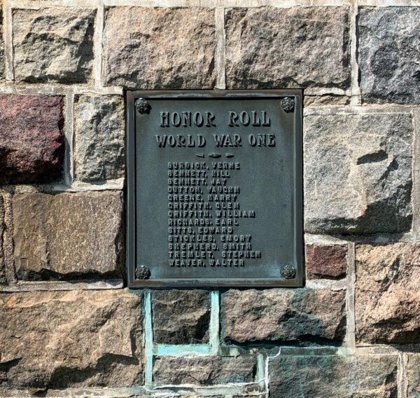BURLINGTON FLATS WORLD WAR ONE MEMORIAL PLAQUE
