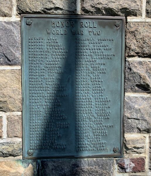 BURLINGTON FLATS WORLD WAR TWO MEMORIAL PLAQUE