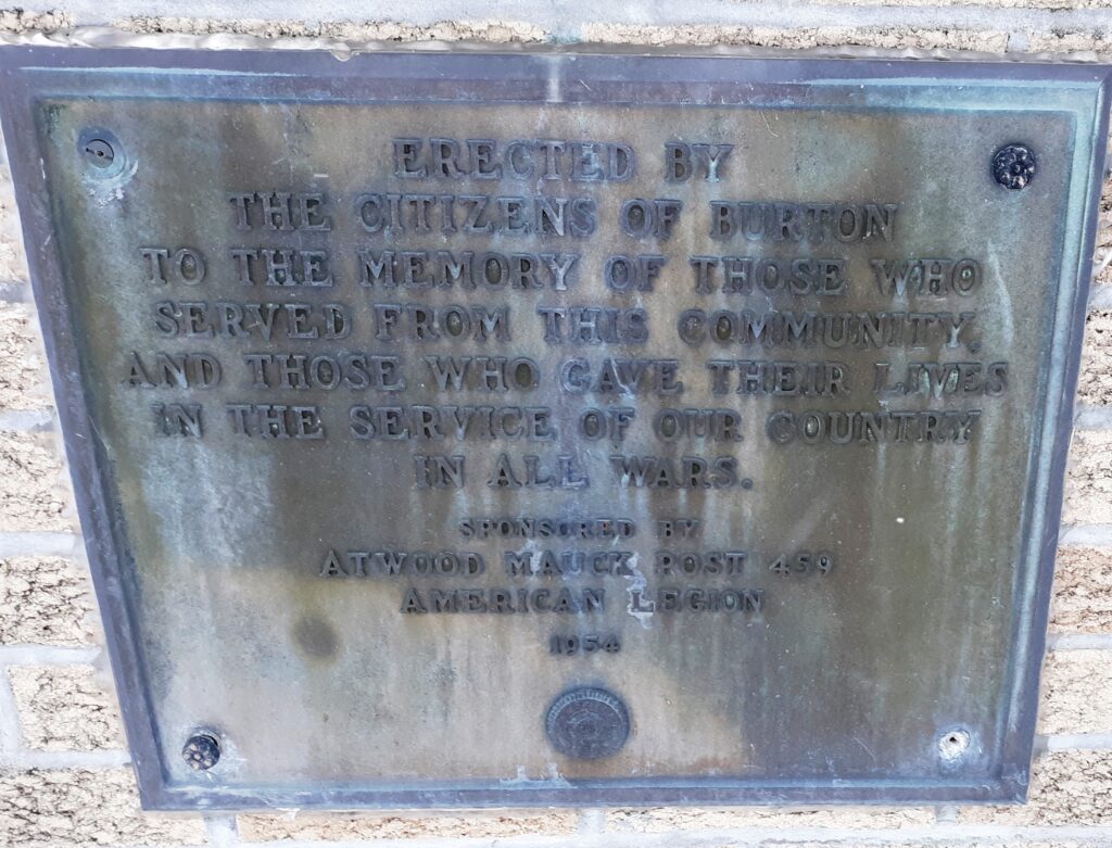BURTON ALL WARS MEMORIAL PLAQUE