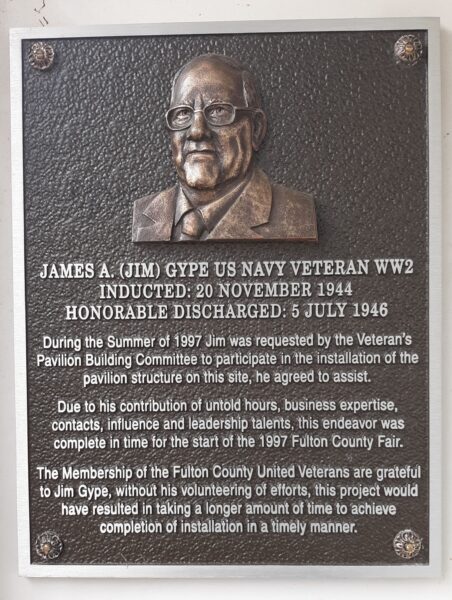JAMES A. (JIM) GYPE WAR MEMORIAL PLAQUE
