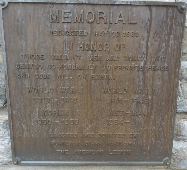 AMERICAN LEGION POST 265 VETERANS MEMORIAL PLAQUE ORIGINAL