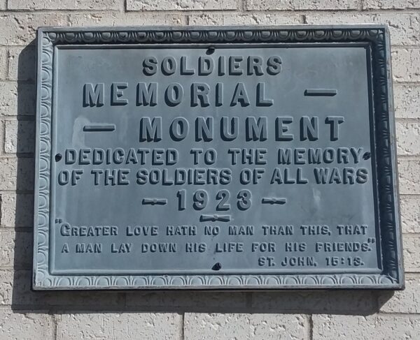SOLDIERS MEMORIAL MONUMENT PLAQUE A