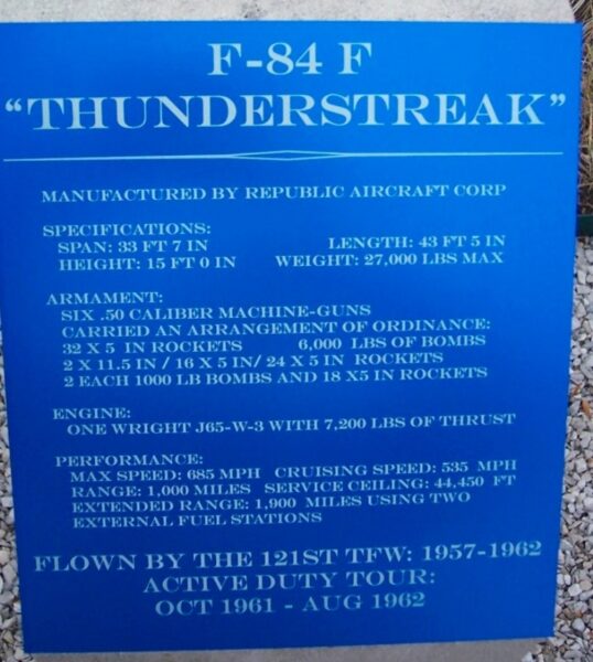 F-84 F “THUNDERSTREAK” MEMORIAL AIRCRAFT PLAQUE