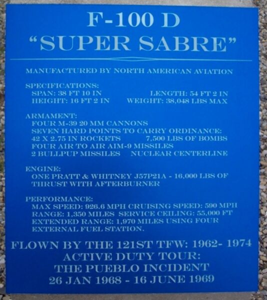 F-100 D “SUPER SABRE” MEMORIAL AIRCRAFT PLAQUE