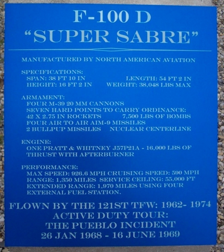 F-100 D “SUPER SABRE” MEMORIAL AIRCRAFT PLAQUE