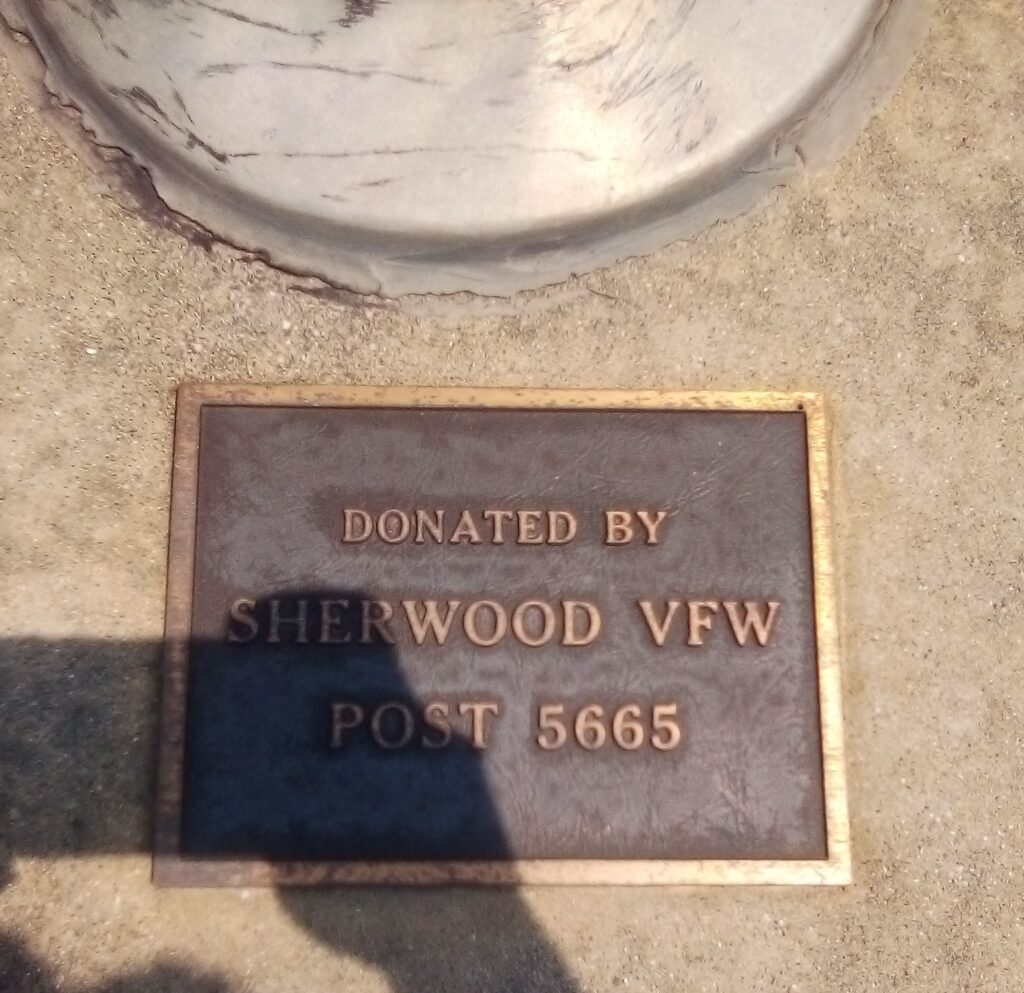 SHERWOOD VFW POST 5665 MEMORIAL FLAGPOLE PLAQUE