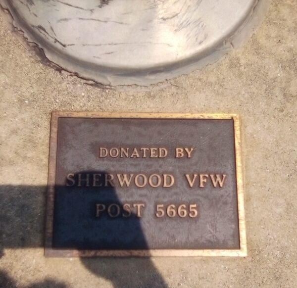 SHERWOOD VFW POST 5665 MEMORIAL FLAGPOLE PLAQUE