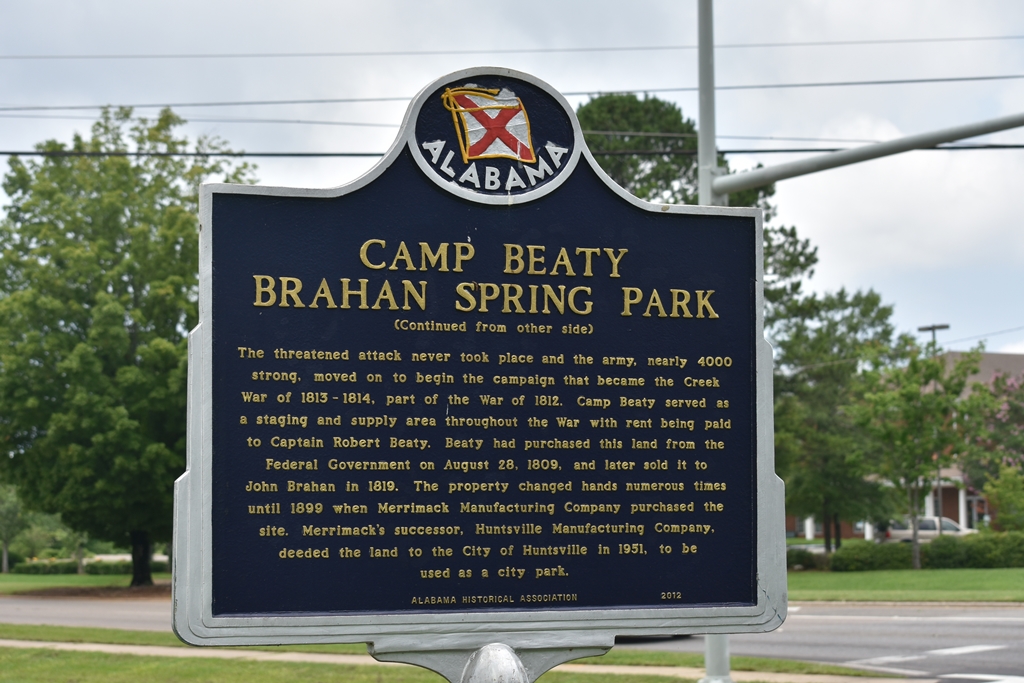 CAMP BEATY BRAHAN SPRING PARK MEMORIAL MARKER BACK