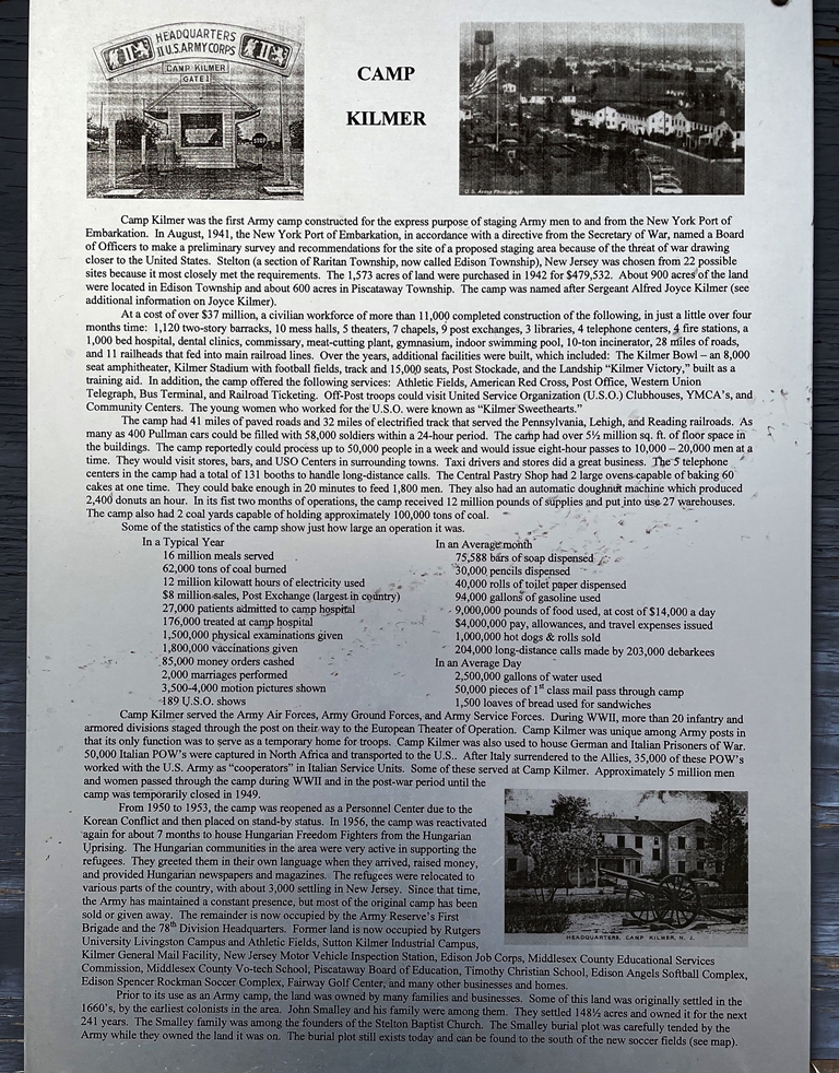 CAMP KILMER WAR MEMORIAL PLAQUE