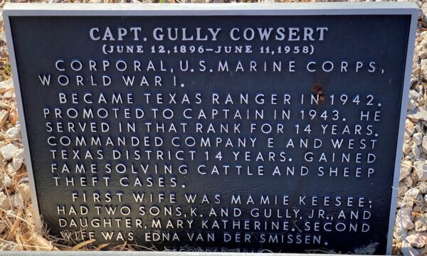 CAPT. GULLY COWSERT MEMORIAL PLAQUE